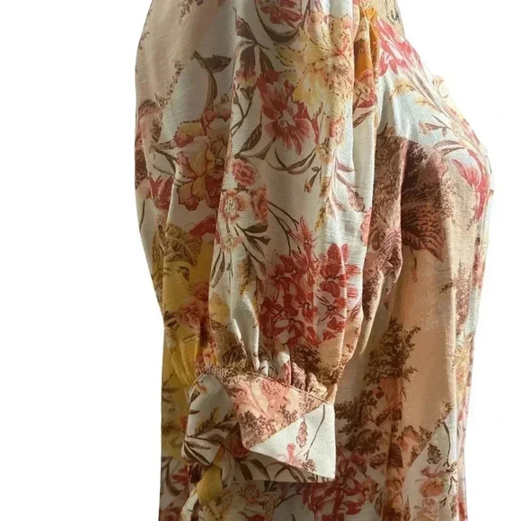 LC Lauren Conrad Ploral Women Short Sleeves Button Down Blouse Floral Plus OX - Picture 3 of 6